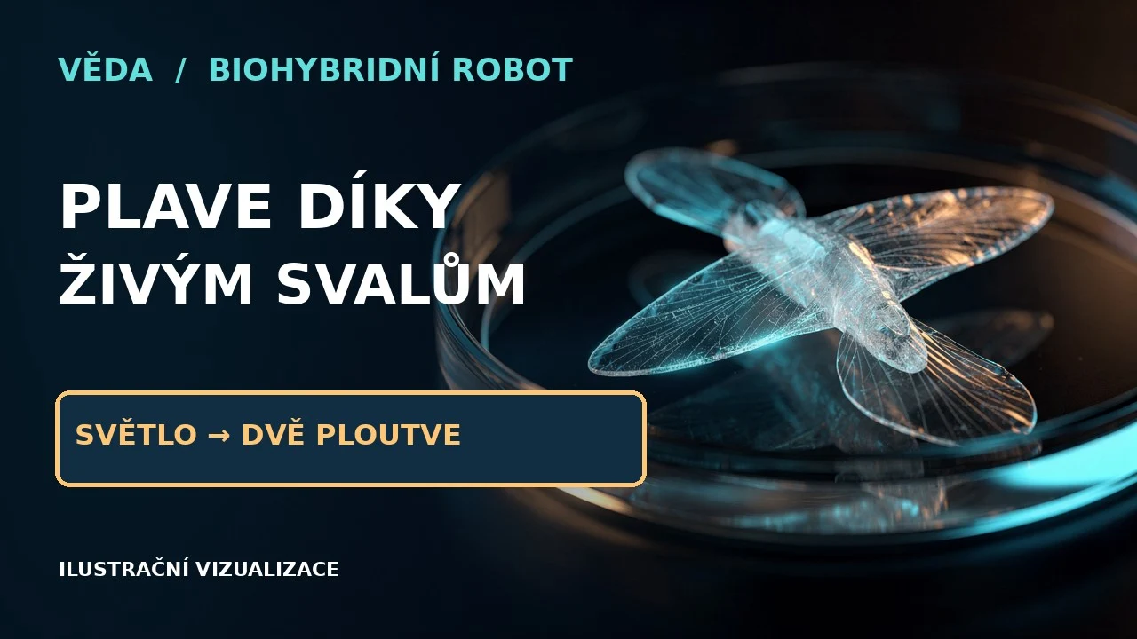 Náhled videa: Ploutev ze živého svalu: jak tenký robot plave za světlem